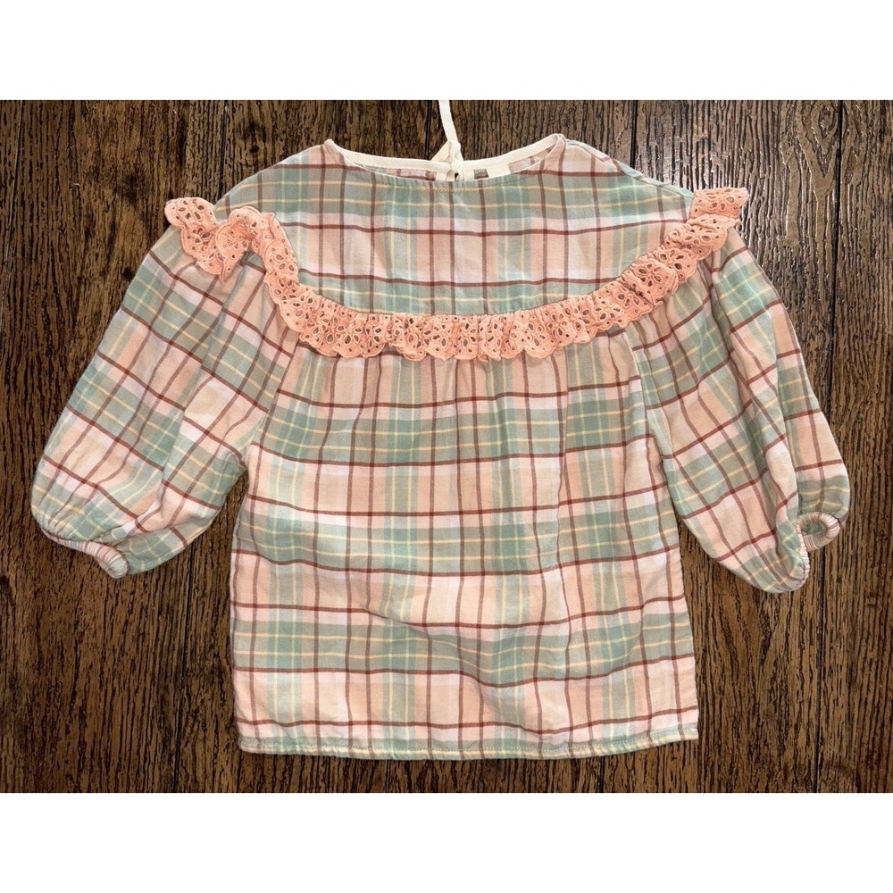Liilu check pattern blouse organic cotton 2Y